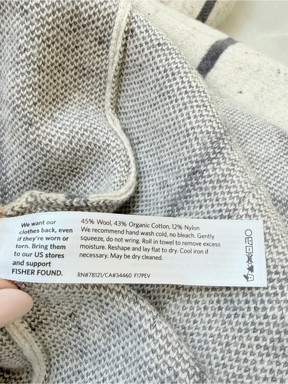 Eileen Fisher Peppered Windowpane Wool Organic Cotton Open Front Cardigan Large - Picture 7 of 8